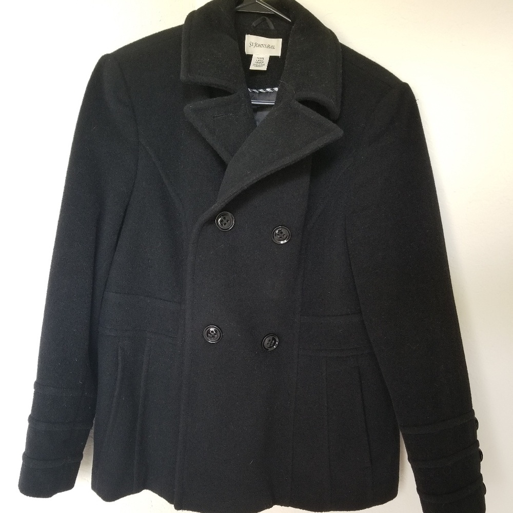 Black St. John's Bay Winter Peacoat with pockets